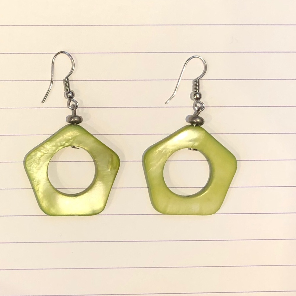Green statement earrings